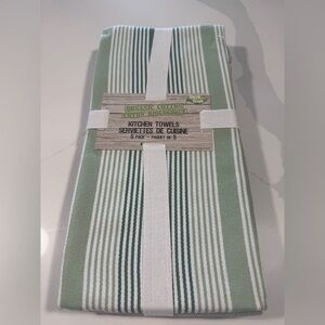 GREEN & SIMPLE organic cotton tea towels. Set of 5. (light green palette)